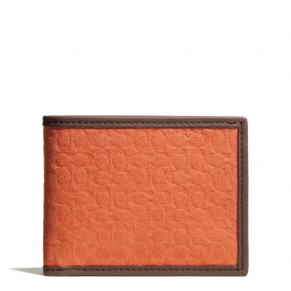 COACH F74682 CAMDEN CANVAS SIGNATURE SLIM BILLFOLD WALLET ORANGE