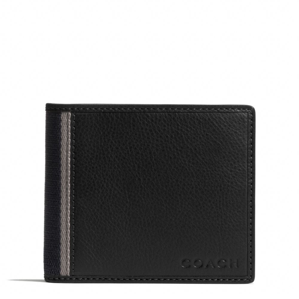 HERITAGE WEB LEATHER COMPACT ID WALLET - f74688 - SILVER/BLACK