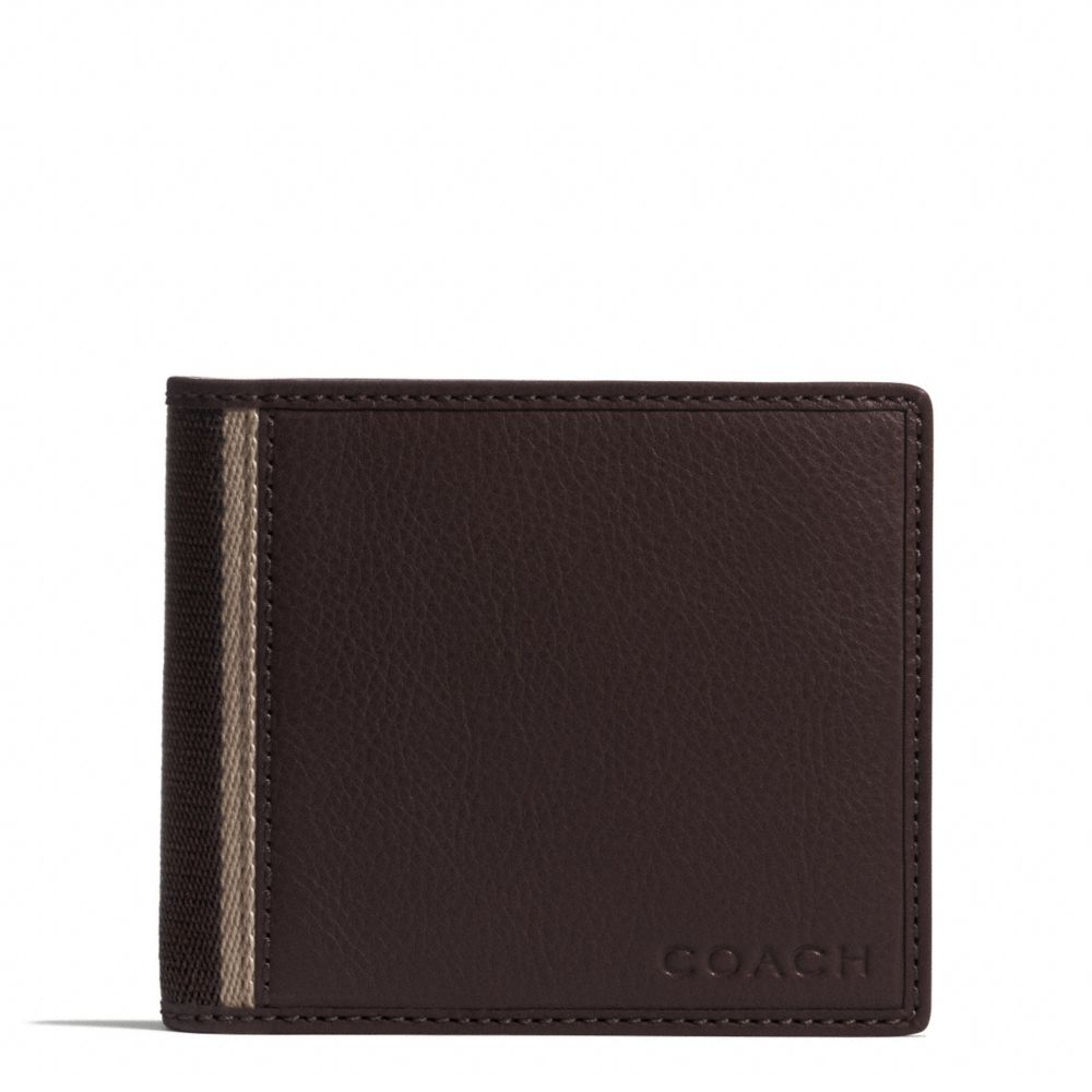 HERITAGE WEB LEATHER COMPACT ID WALLET - f74688 - SILVER/BROWN