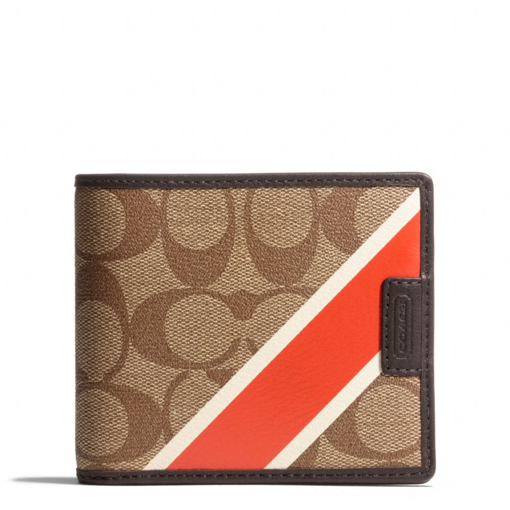 COACH F74706 Coach Heritage Compact Id Wallet KHAKI/PAPAYA