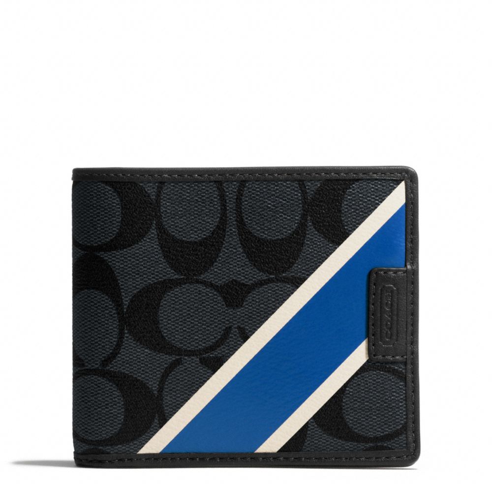 COACH HERITAGE COMPACT ID WALLET - CHARCOAL/MARINE - COACH F74706