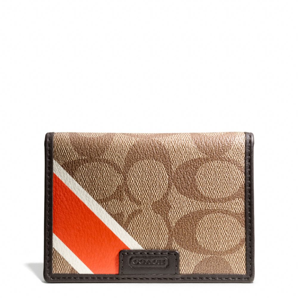 COACH COACH HERITAGE SLIM PASSCASE ID WALLET - KHAKI/PAPAYA - f74710