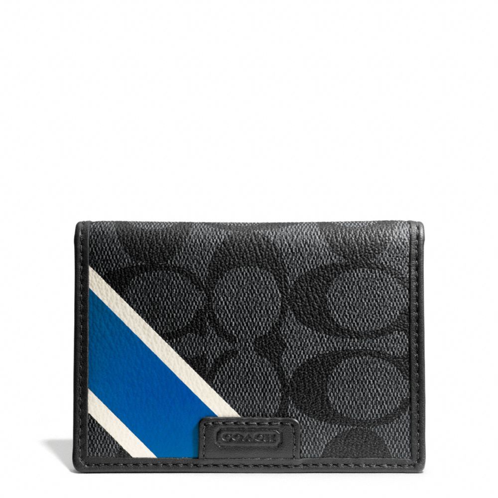 COACH COACH HERITAGE SLIM PASSCASE ID WALLET - CHARCOAL/MARINE - F74710