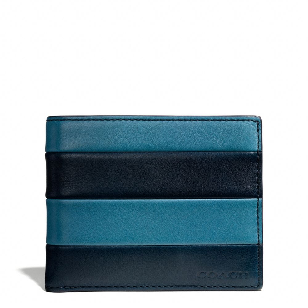 BLEECKER BAR STRIPE LEATHER SLIM BILLFOLD ID WALLET - CADET/DARK ROYAL - COACH F74720