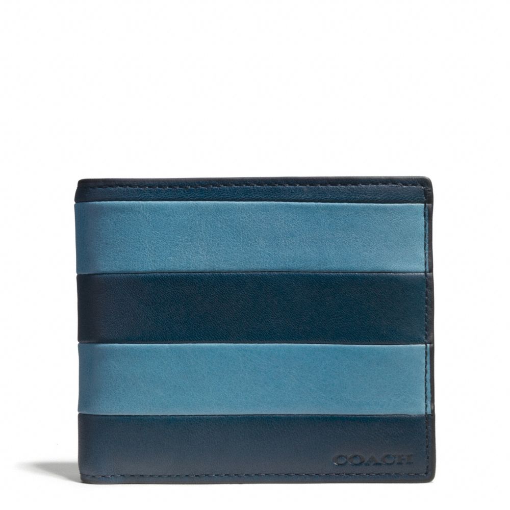 BLEECKER BAR STRIPE LEATHER COMPACT ID WALLET - f74723 - CADET/DARK ROYAL