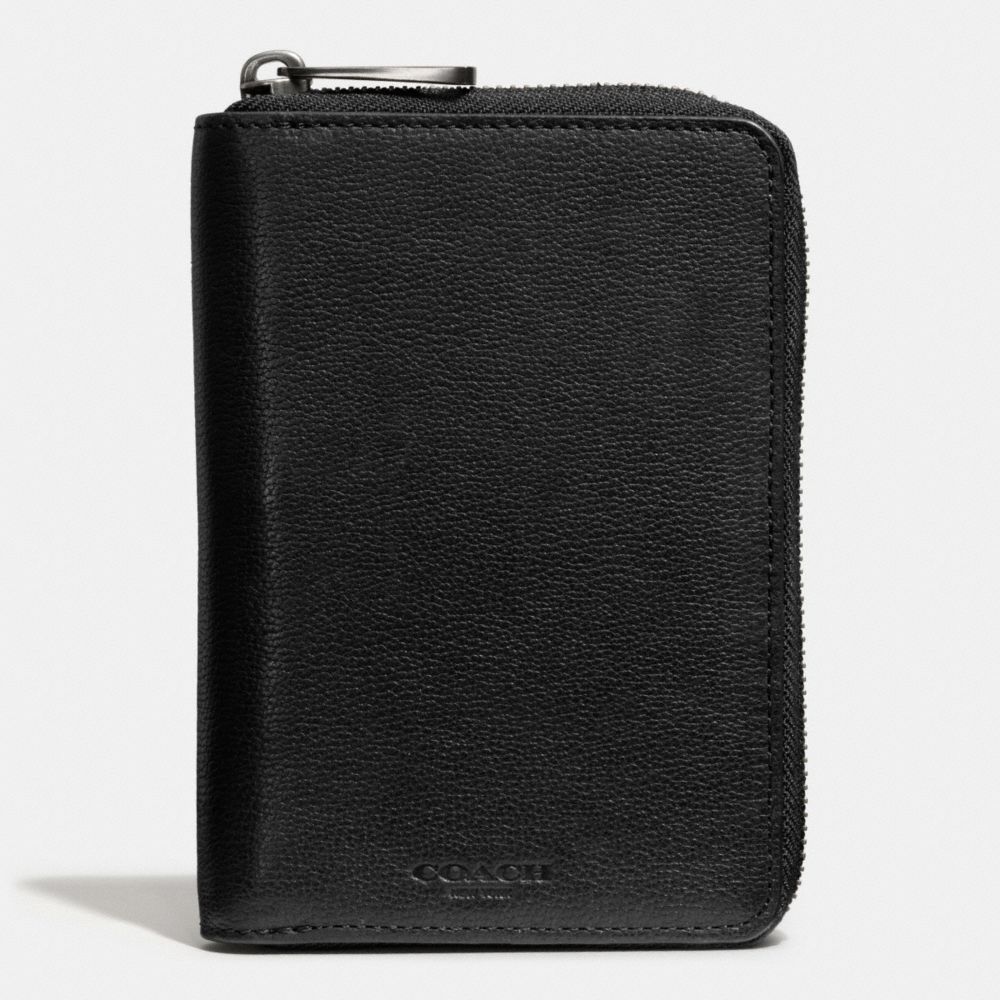 THOMPSON LARGE ZIP AROUND WALLET IN LEATHER - BLACK - COACH F74726