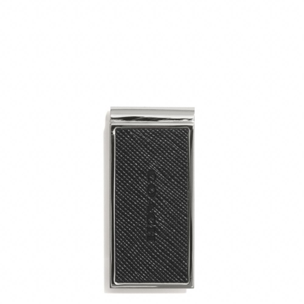 COACH f74735 LEXINGTON SAFFIANO LEATHER MONEY CLIP BLACK