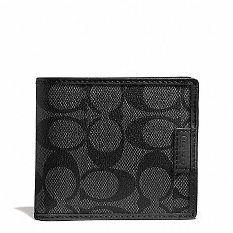 COACH F74739 HERITAGE SIGNATURE DOUBLE BILLFOLD CHARCOAL/BLACK