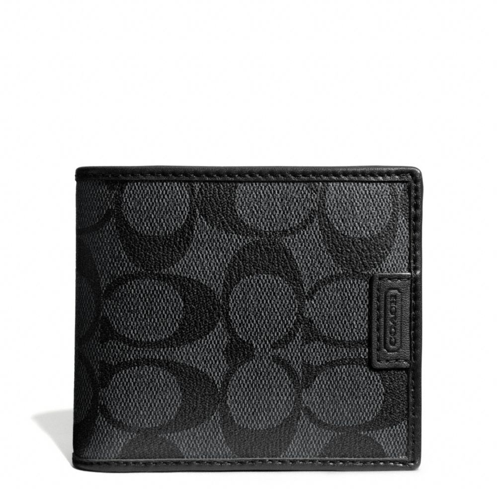 COACH HERITAGE SIGNATURE COIN WALLET - CHARCOAL/BLACK - f74741