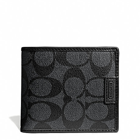 COACH HERITAGE SIGNATURE COIN WALLET - CHARCOAL/BLACK - f74741