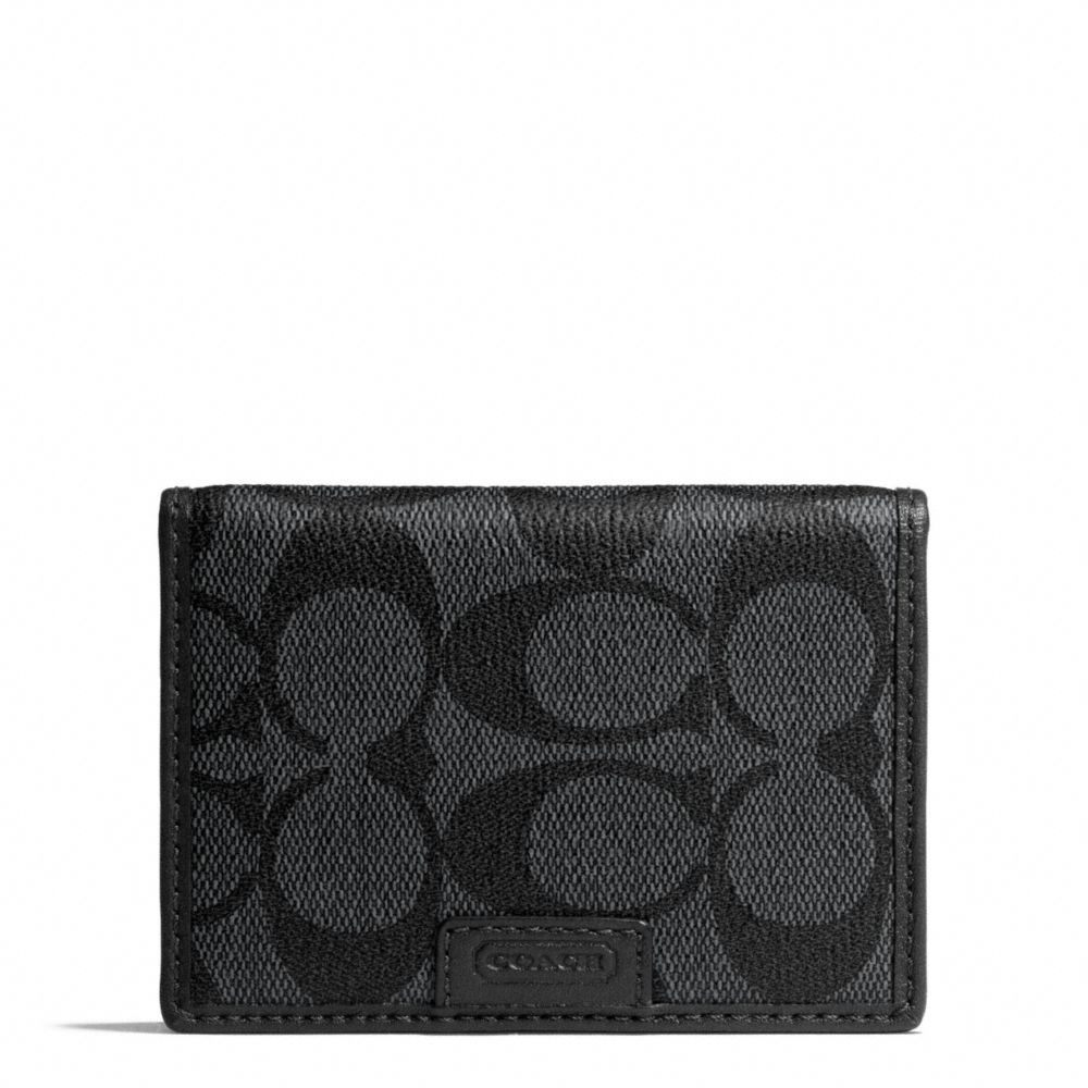 COACH F74742 HERITAGE SIGNATURE SLIM PASSCASE ID WALLET CHARCOAL/BLACK