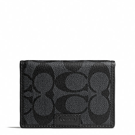 COACH HERITAGE SIGNATURE SLIM PASSCASE ID WALLET - CHARCOAL/BLACK - f74742
