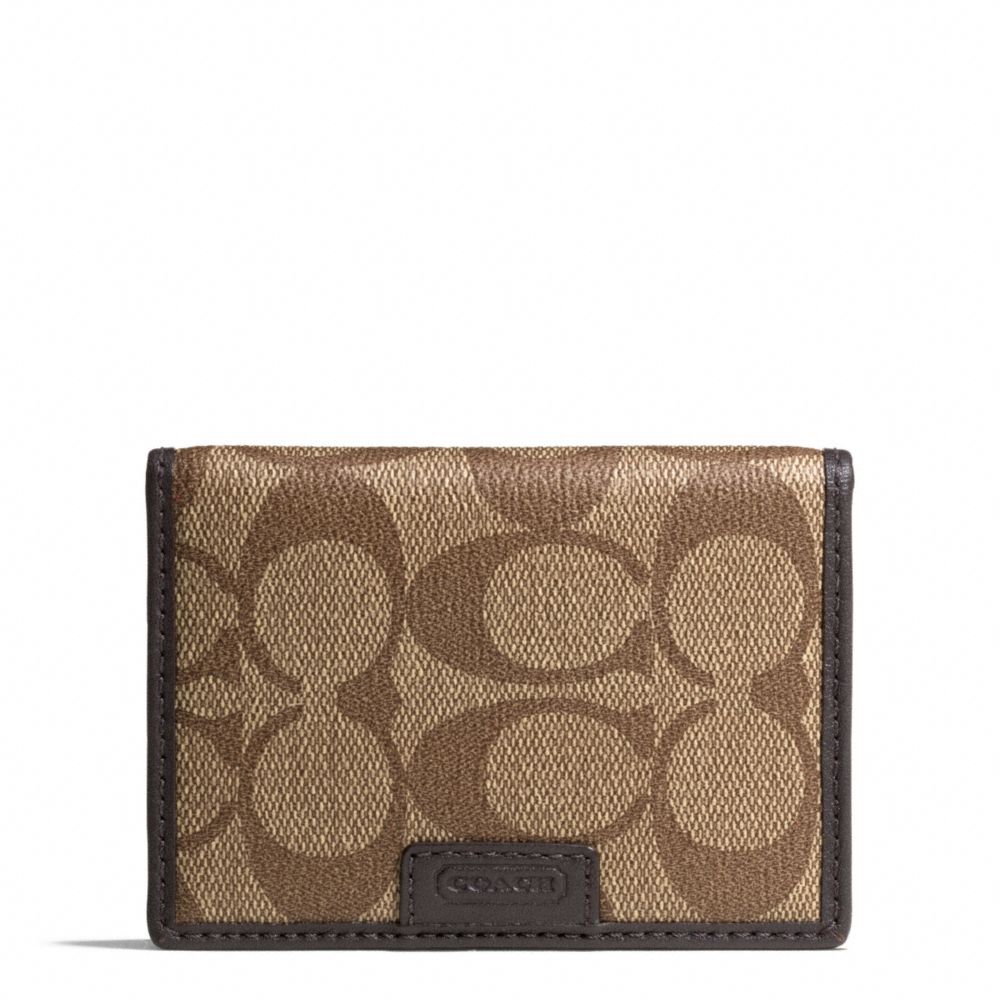 COACH HERITAGE SIGNATURE SLIM PASSCASE ID WALLET - SILVER/KHAKI/BROWN - f74742