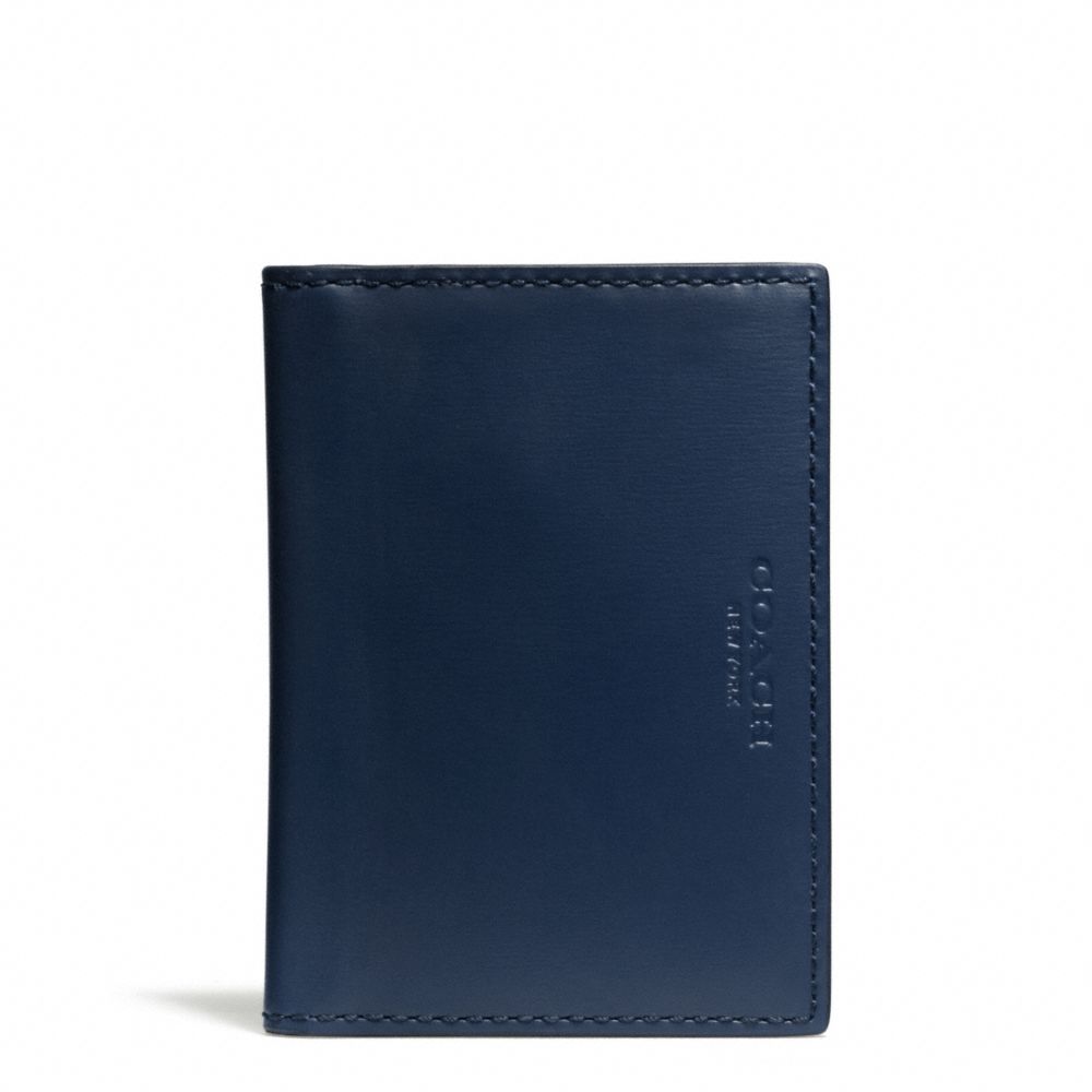 COACH f74756 CROSBY POLISHED LEATHER SLIM BILLFOLD ID WALLET  ROYAL