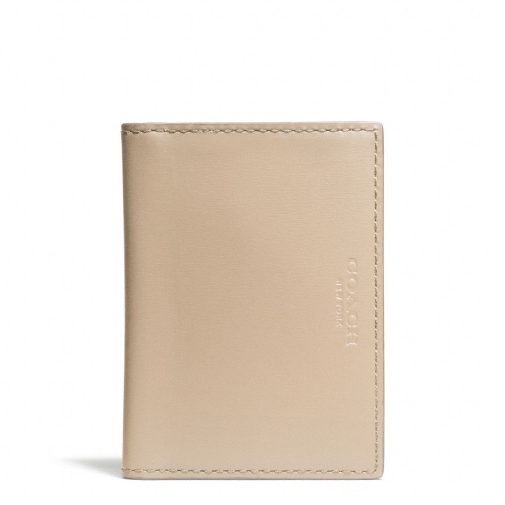 COACH F74756 Crosby Polished Leather Slim Billfold Id Wallet SANDSTONE