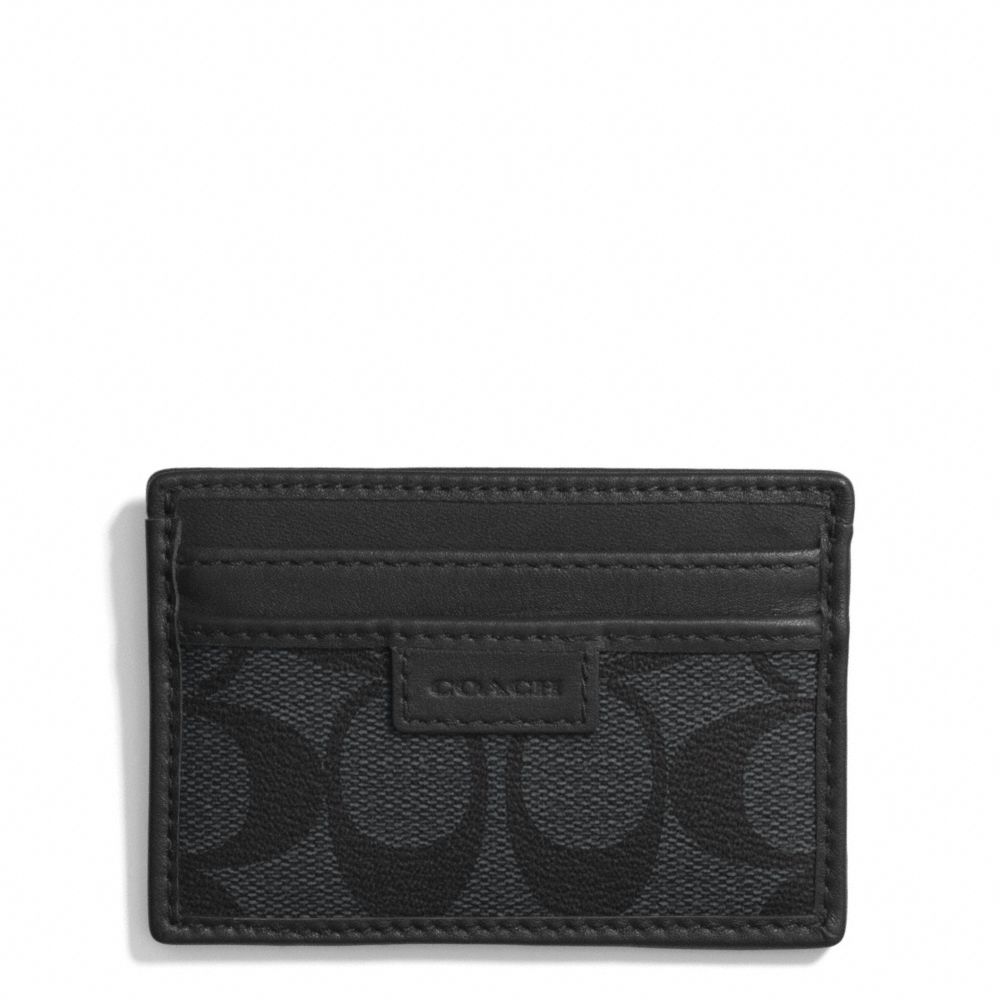 COACH HERITAGE SIGNATURE SLIM CARD CASE - CHARCOAL/BLACK - COACH F74759