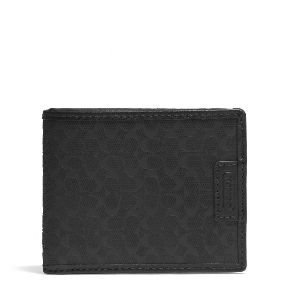 COACH F74773 - SIGNATURE EMBOSSED SLIM BILLFOLD ID WALLET - BLACK ...