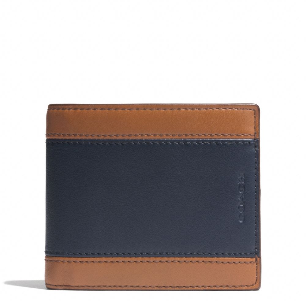 COACH F74792 Heritage Sport Compact Id Wallet SADDLE/NAVY