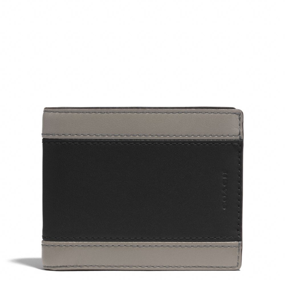 COACH f74798 HERITAGE SPORT SLIM BILLFOLD ID WALLET SLATE/BLACK