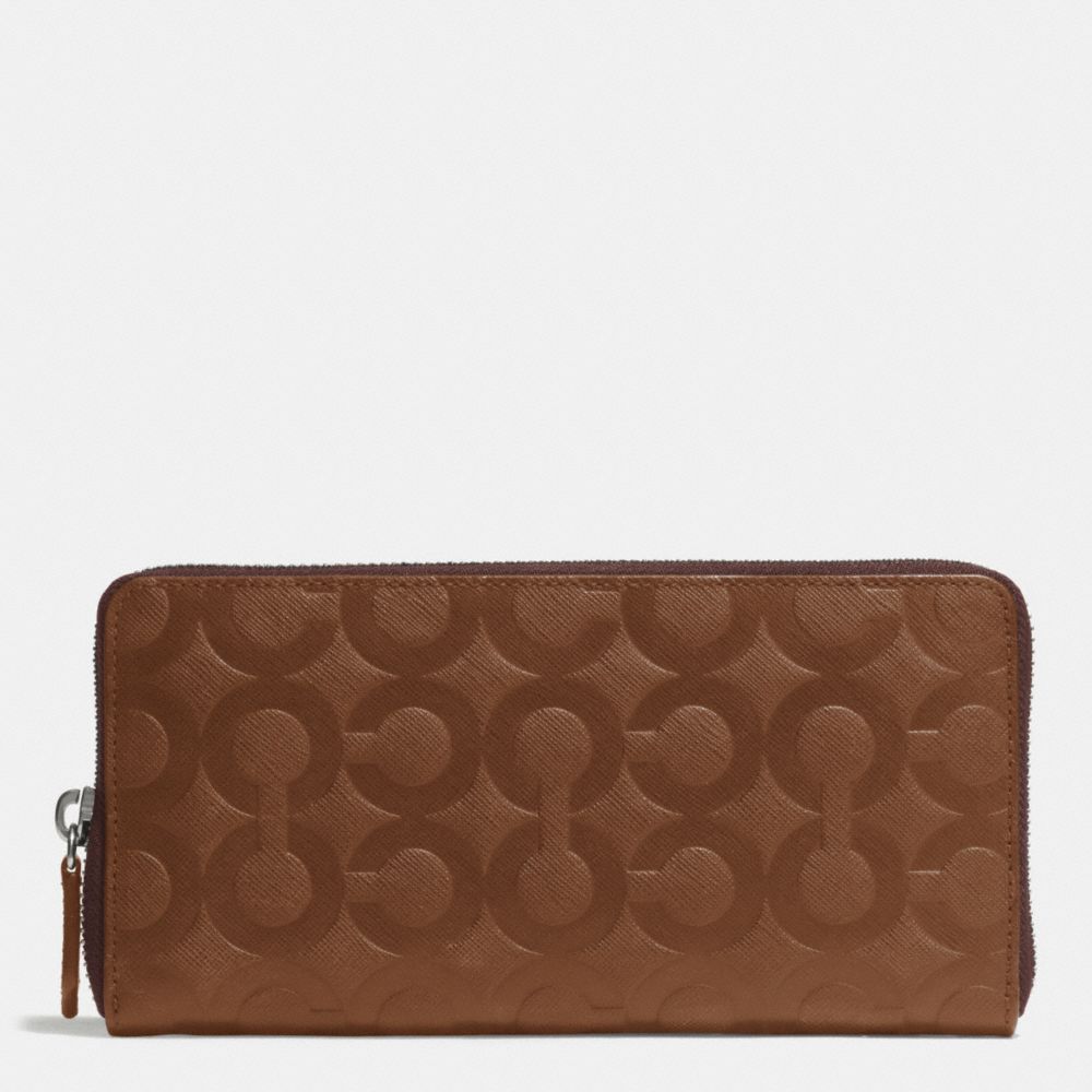 COACH f74802 ACCORDION WALLET IN OP ART EMBOSSED LEATHER FAWN