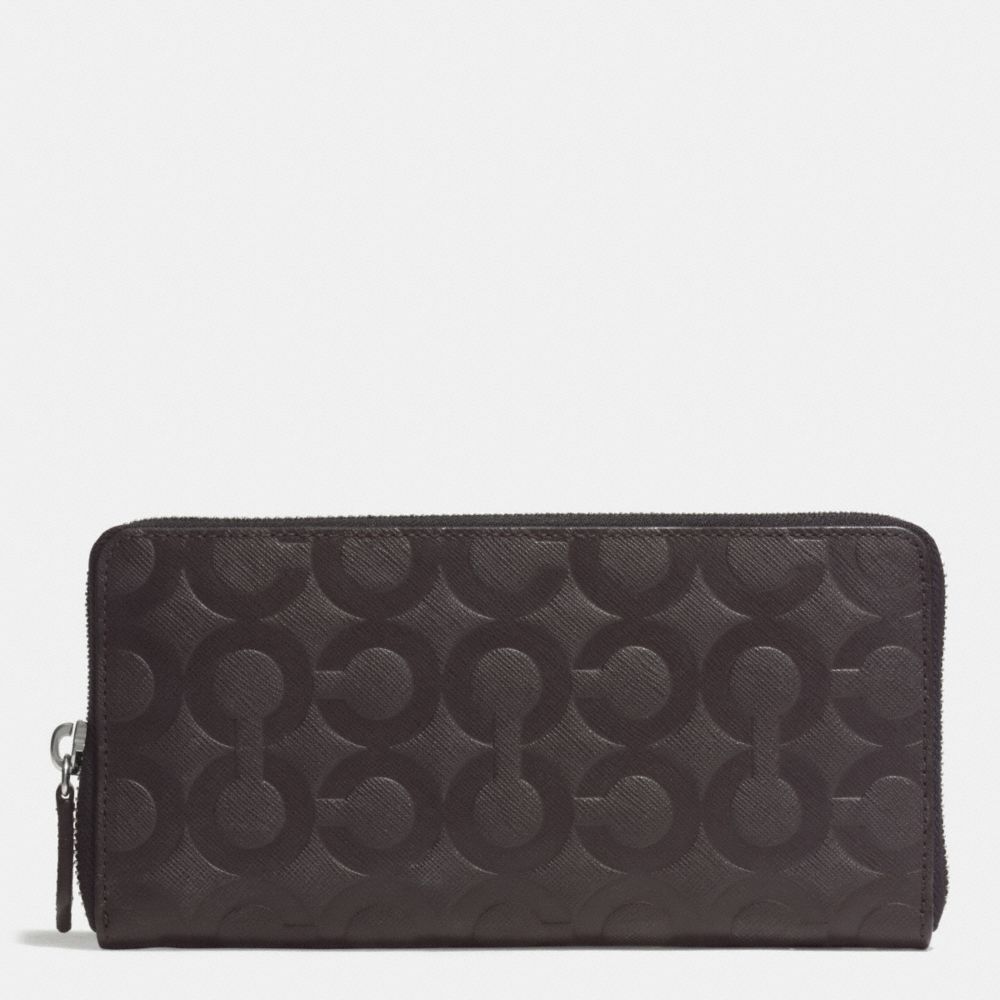 COACH ACCORDION WALLET IN OP ART EMBOSSED LEATHER - MAHOGANY - f74802