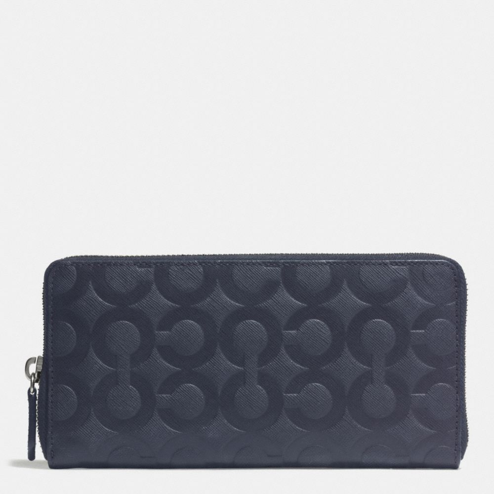 COACH F74802 - ACCORDION ZIP WALLET IN OP ART EMBOSSED LEATHER  NAVY