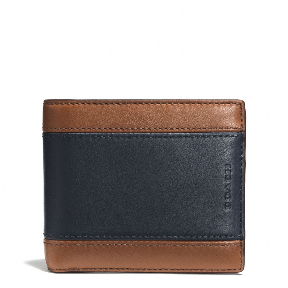 HERITAGE SPORT ID COIN WALLET - SADDLE/NAVY - COACH F74805