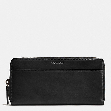 COACH f74809 BLEECKER ACCORDION WALLET IN LEATHER  BLACK/FAWN