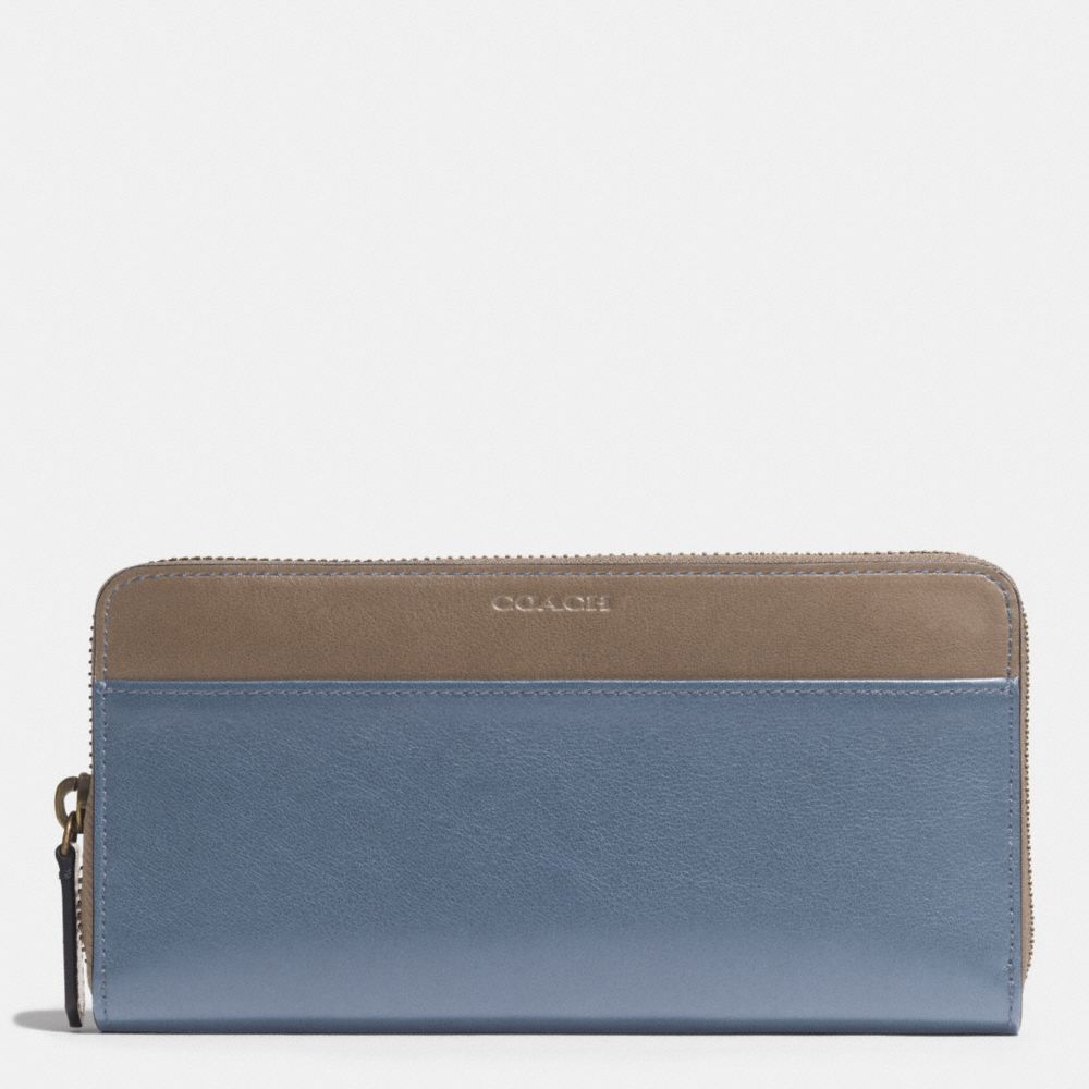 BLEECKER ACCORDION WALLET IN HARNESS LEATHER - f74821 -  FROST BLUE/WET CLAY