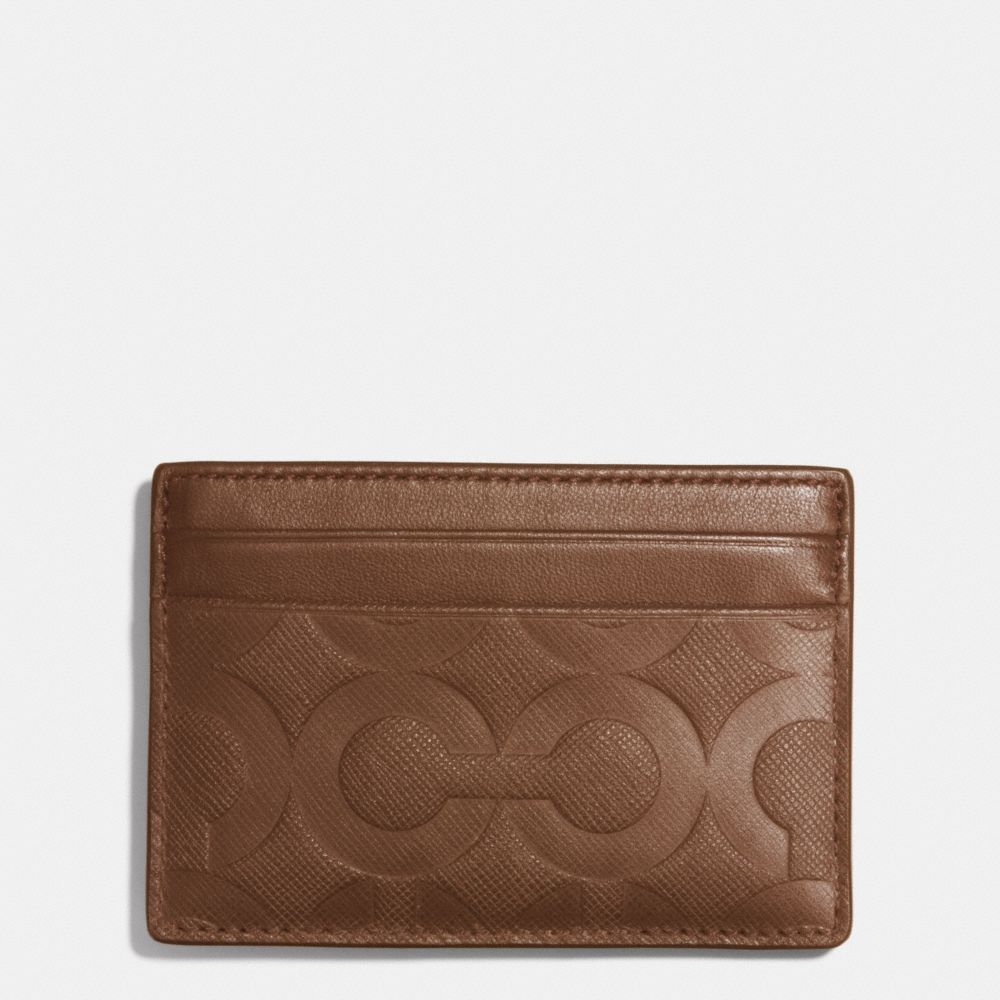 COACH F74825 Id Card Case In Op Art Embossed Leather FAWN