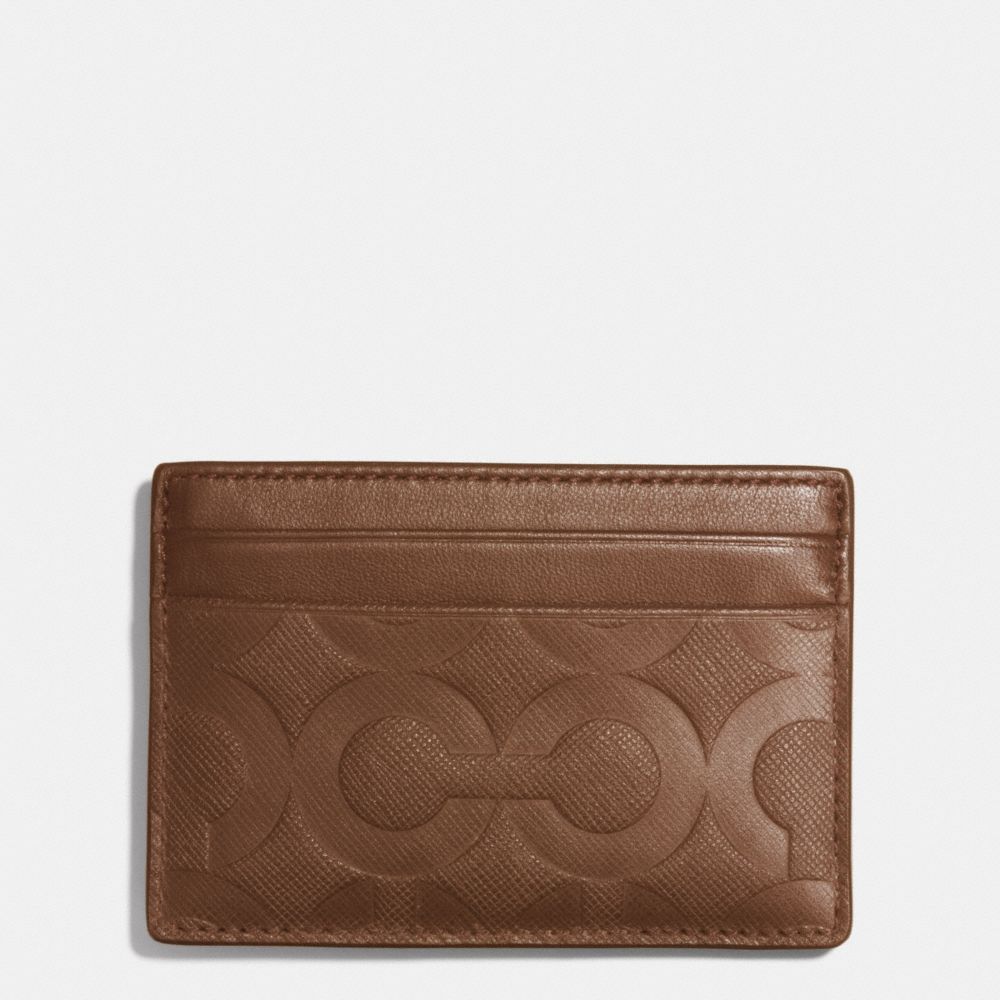 COACH f74825 ID CARD CASE IN OP ART EMBOSSED LEATHER FAWN