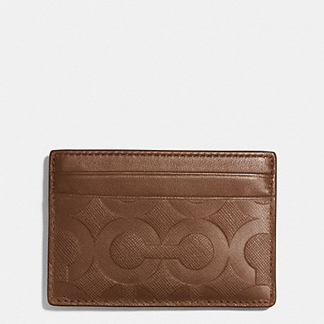 COACH F74825 ID CARD CASE IN OP ART EMBOSSED LEATHER FAWN