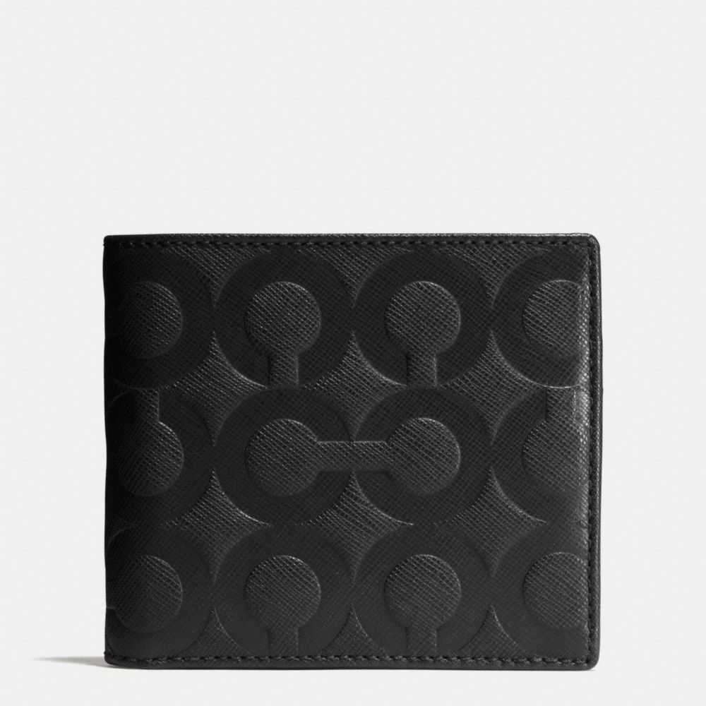 BLEECKER COIN WALLET IN OP ART EMBOSSED LEATHER - BLACK - COACH F74829