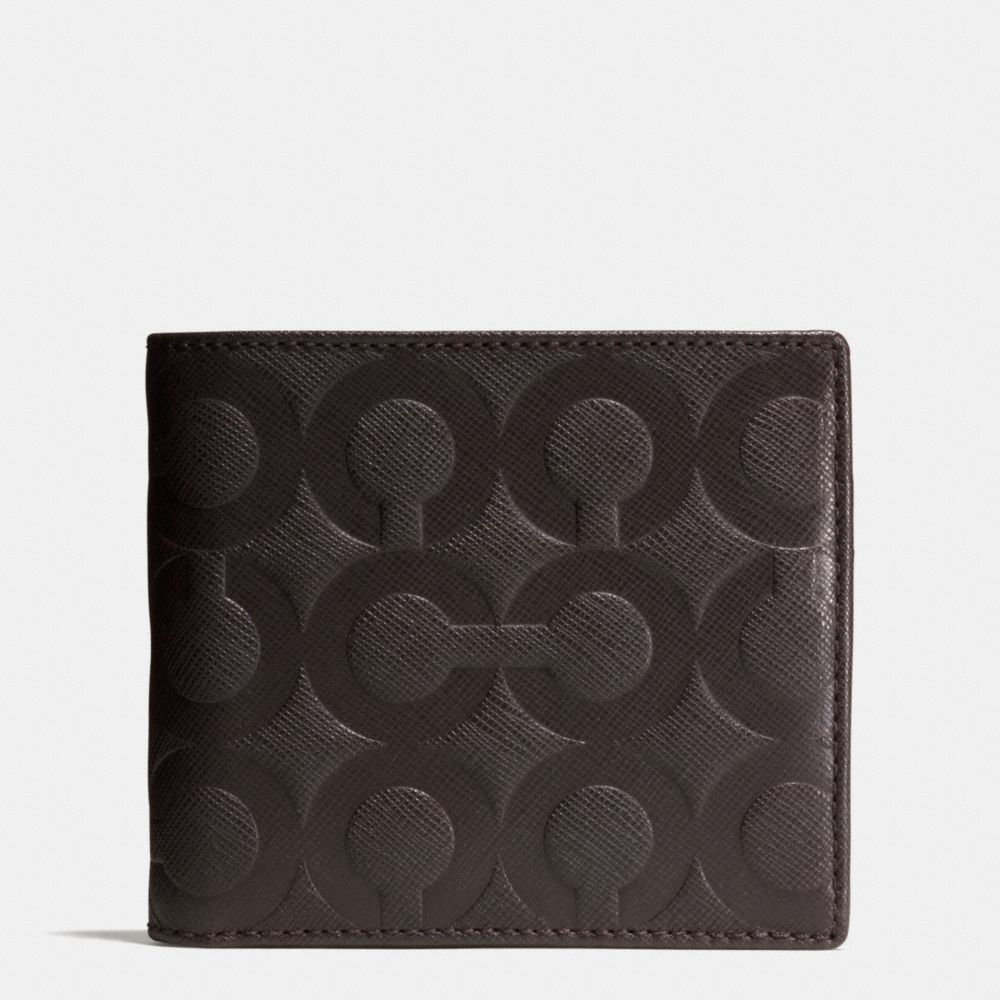 COACH BLEECKER COIN WALLET IN OP ART EMBOSSED LEATHER -  MAHOGANY - f74829