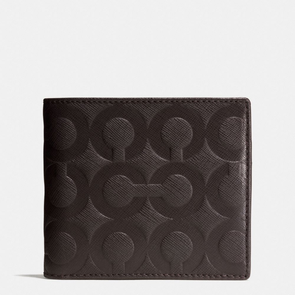 COACH f74829 BLEECKER COIN WALLET IN OP ART EMBOSSED LEATHER  MAHOGANY