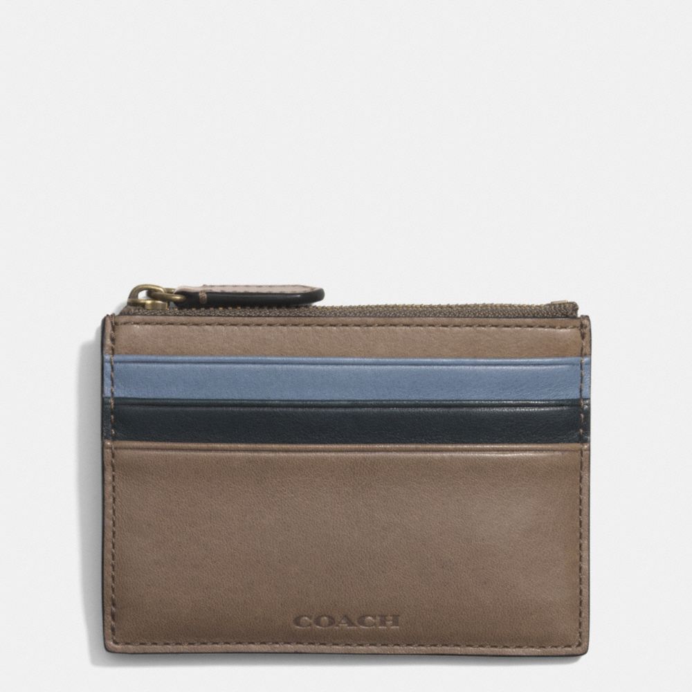 BLEECKER ZIP CARD CASE IN COLORBLOCK LEATHER - f74830 -  WET CLAY/FROST BLUE