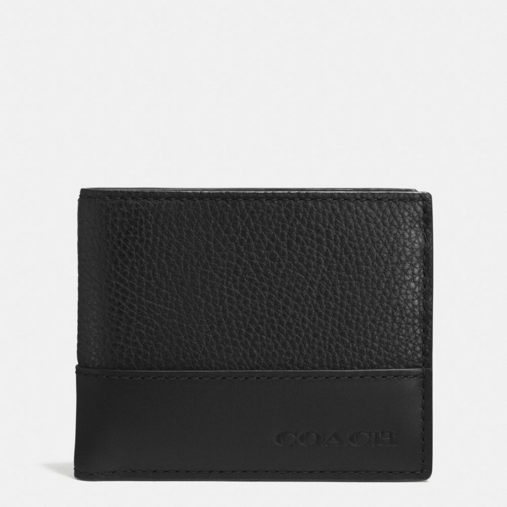 CAMDEN LEATHER SLIM BILLFOLD ID WALLET - f74834 - BLACK/BLACK