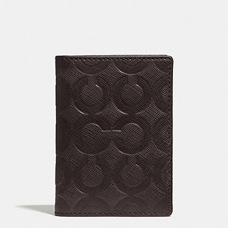 COACH SLIM BILLFOLD CARD CASE IN OP ART EMBOSSED LEATHER -  MAHOGANY - f74839