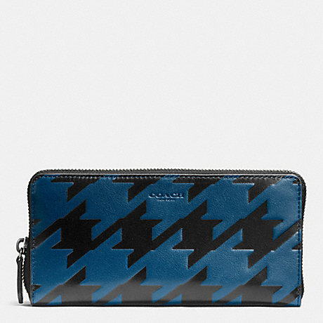 COACH F74881 ACCORDION WALLET IN HOUNDSTOOTH LEATHER COBALT/BLACK