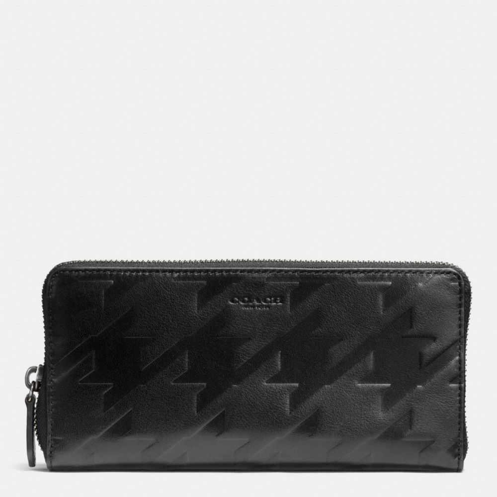 COACH f74881 ACCORDION WALLET IN HOUNDSTOOTH LEATHER BLACK/BLACK