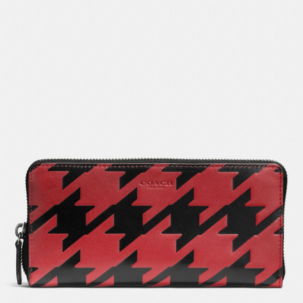 COACH F74881 Accordion Wallet In Houndstooth Leather RED CURRANT/BLACK