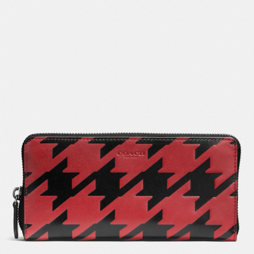 COACH F74881 Accordion Wallet In Houndstooth Leather RED CURRANT/BLACK