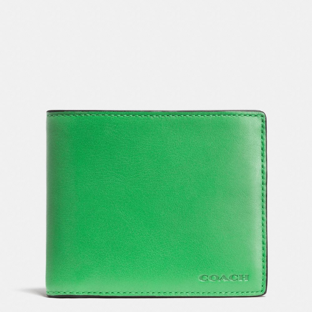COACH COMPACT ID WALLET IN LEATHER - GREEN - f74896