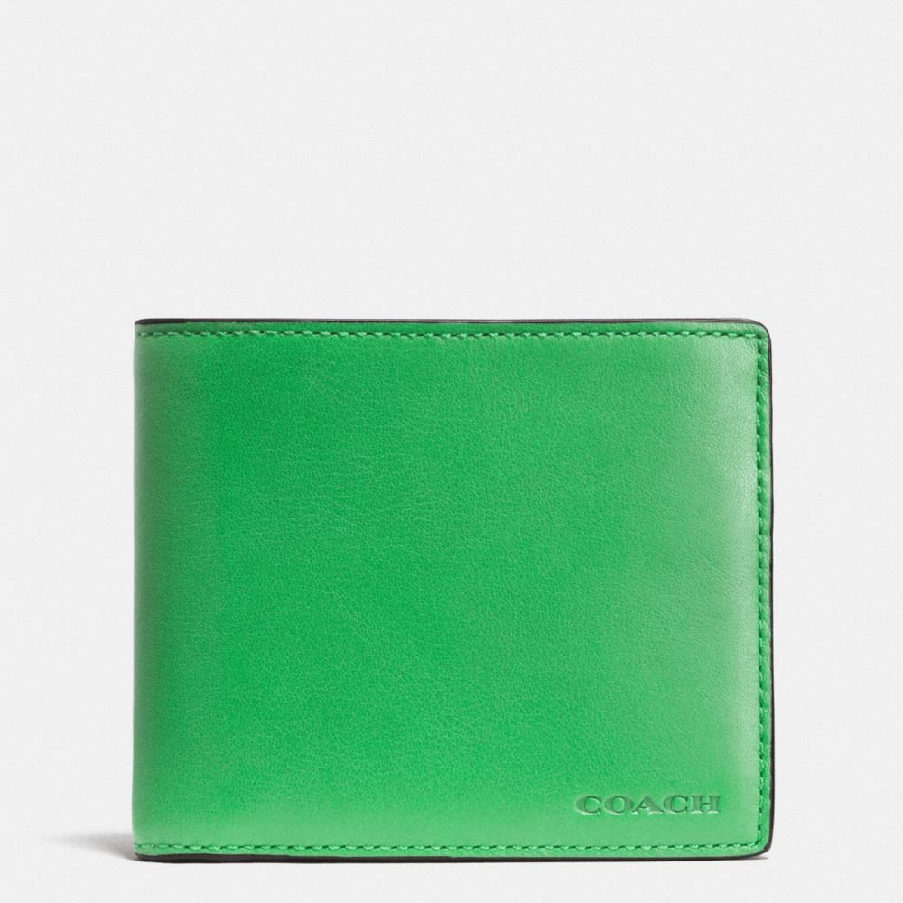 COACH f74896 COMPACT ID WALLET IN LEATHER GREEN