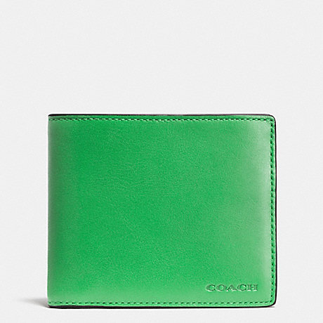 COACH F74896 COMPACT ID WALLET IN LEATHER GREEN