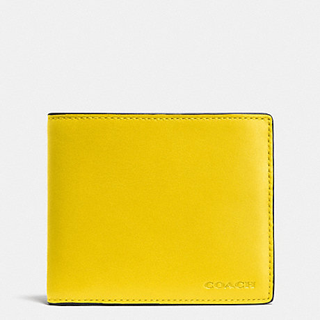 COACH COMPACT ID WALLET IN LEATHER - YELLOW - f74896