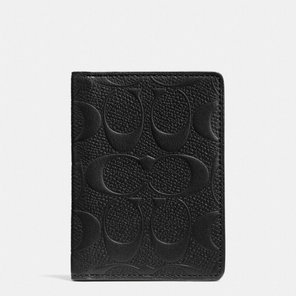 COACH SLIM BIFOLD CARD CASE IN SIGNATURE CROSSGRAIN LEATHER - BLACK - f74913