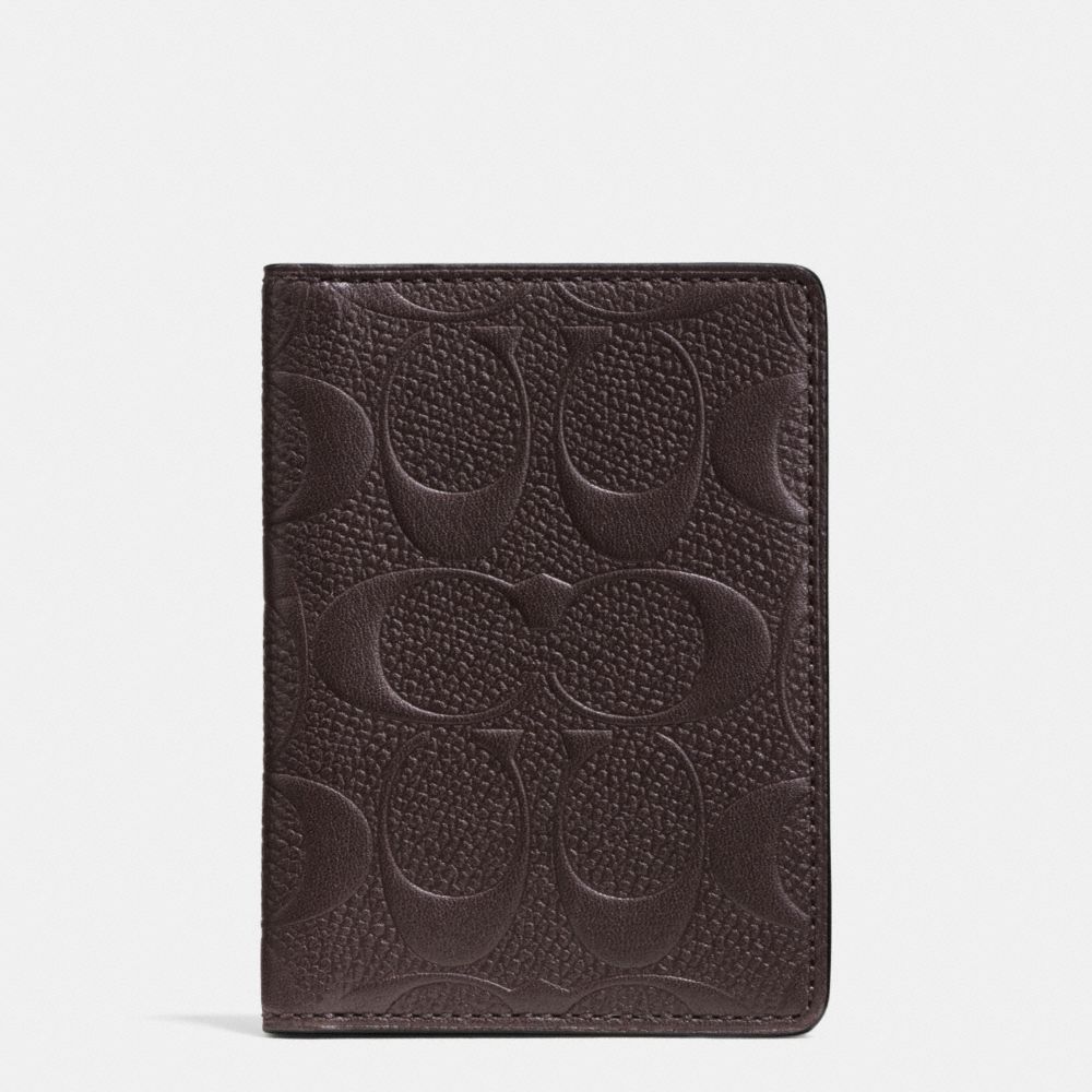 COACH SLIM BIFOLD CARD CASE IN SIGNATURE CROSSGRAIN LEATHER - MAHOGANY - f74913