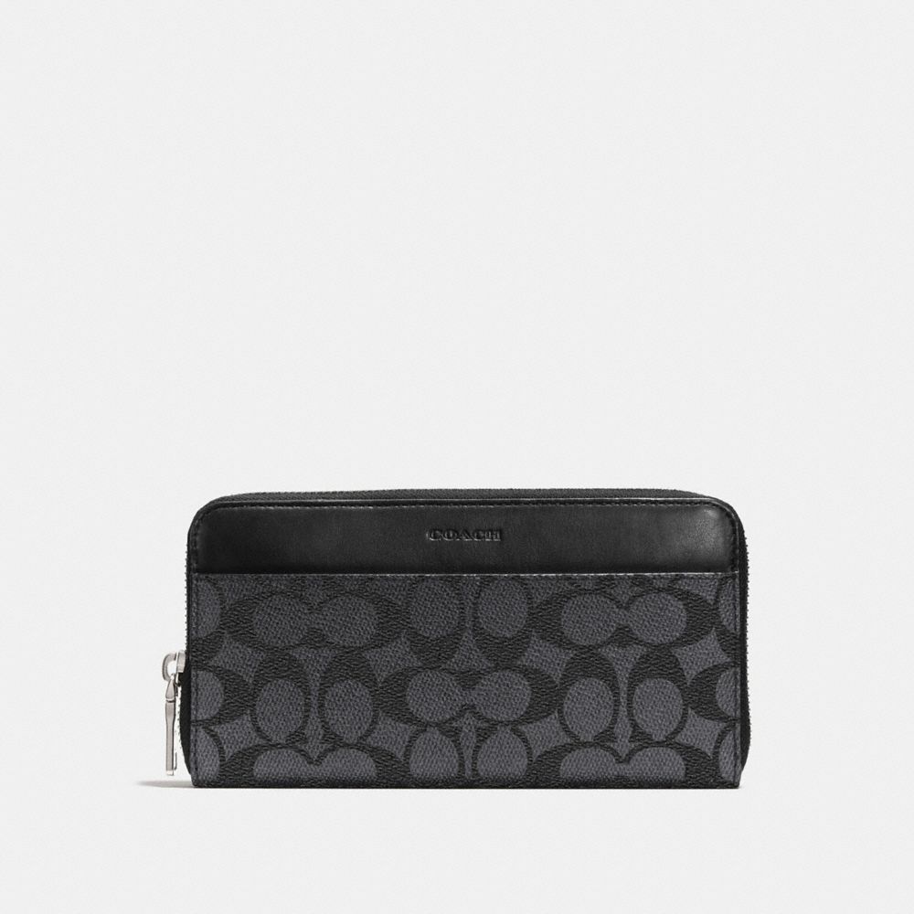 COACH F74936 Accordion Wallet In Signature Canvas CHARCOAL