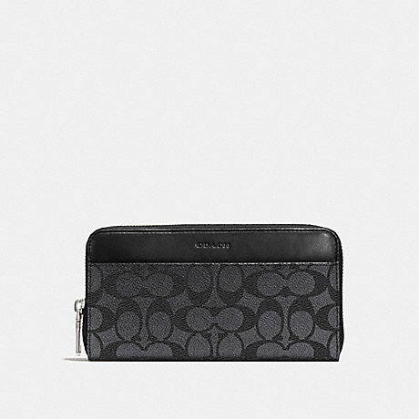 COACH F74936 ACCORDION WALLET IN SIGNATURE CANVAS CHARCOAL